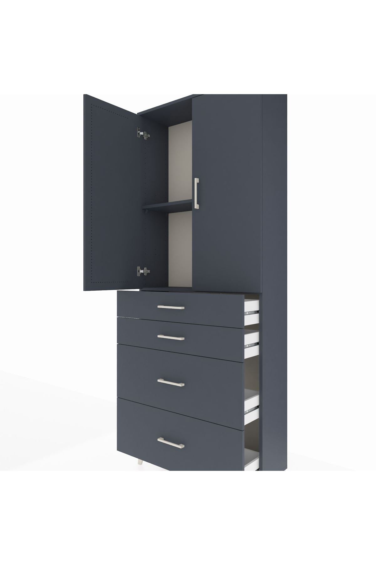 Arges Dolap 2 Raflı 4 Çekmeceli 2 Kapaklı 88x30x221 - S30M140V5A