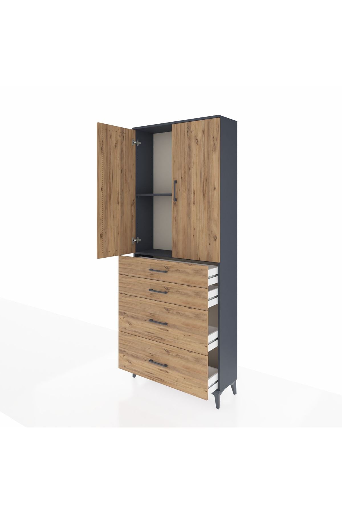 Arges Dolap 2 Raflı 4 Çekmeceli 2 Kapaklı 88x30x221 - S30M140V6A