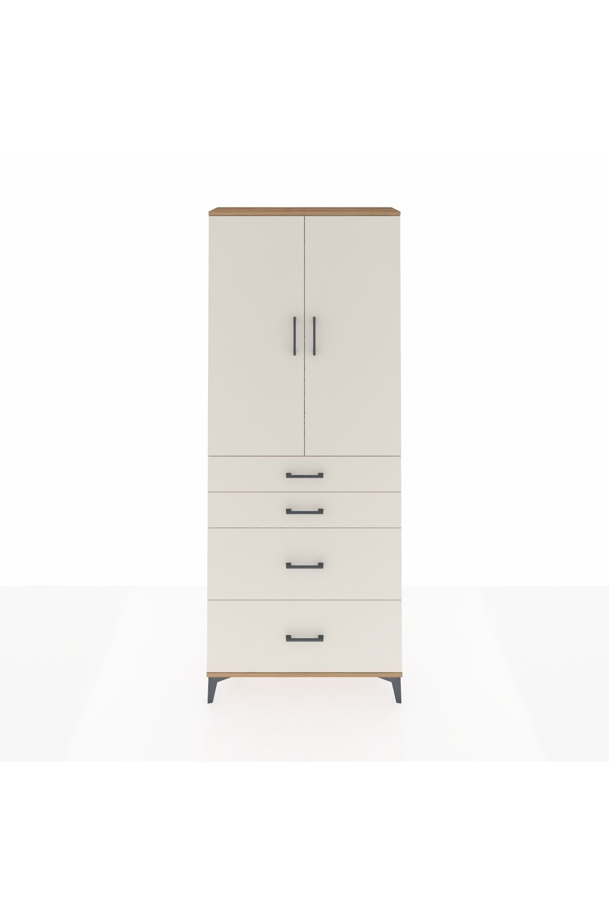 Arges Dolap 2 Raflı 4 Çekmeceli 2 Kapaklı 88x30x221 - S30M140V7A