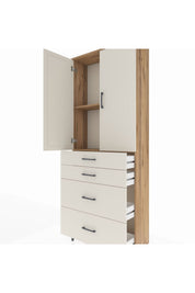 Arges Dolap 2 Raflı 4 Çekmeceli 2 Kapaklı 88x30x221 - S30M140V7A