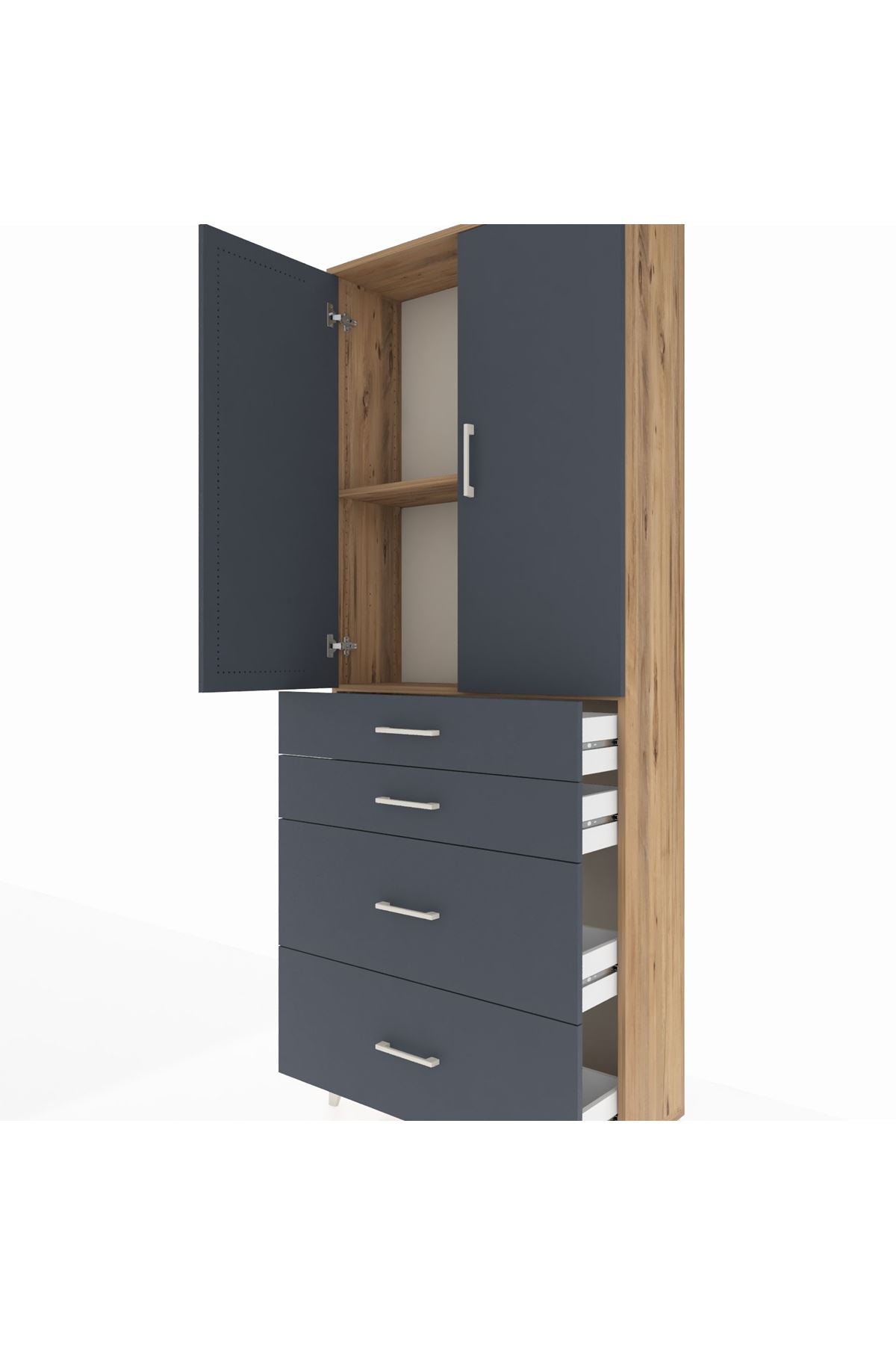Arges Dolap 2 Raflı 4 Çekmeceli 2 Kapaklı 88x30x221 - S30M140V8A