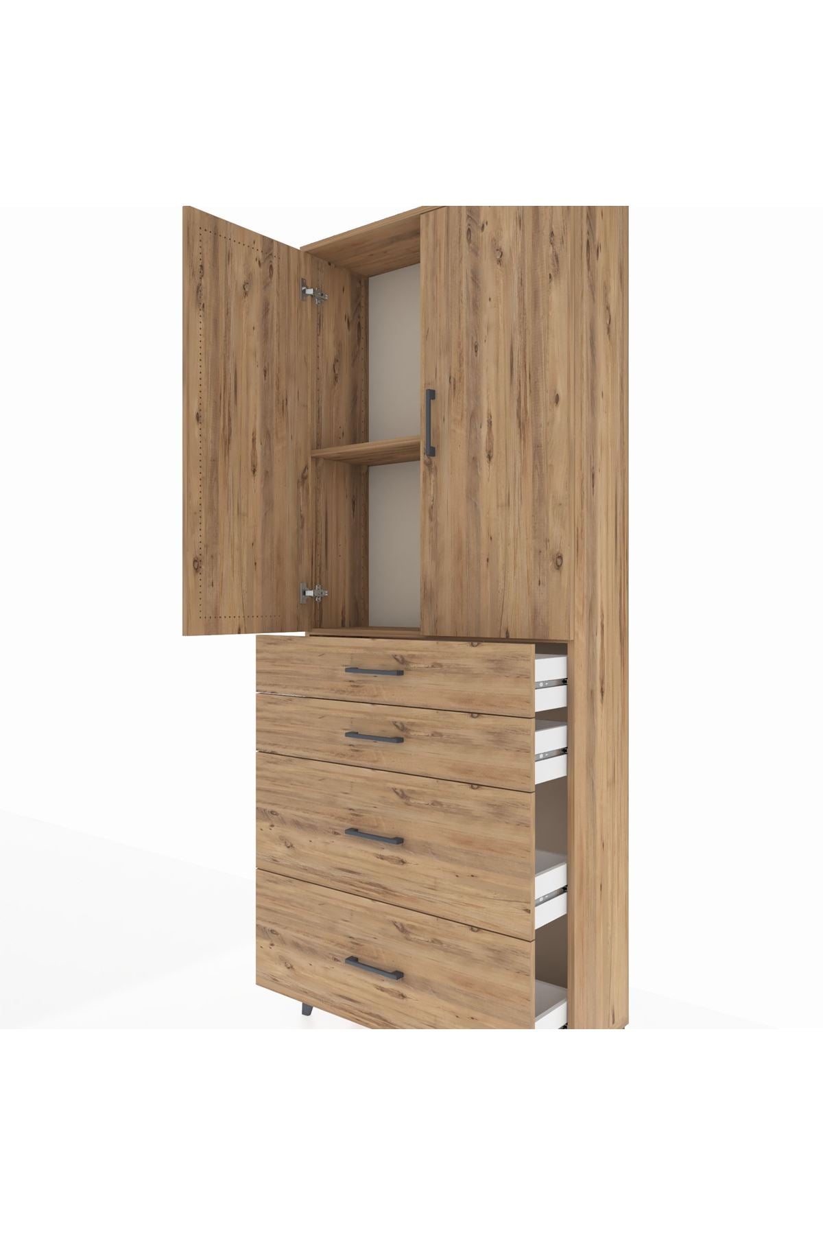 Arges Dolap 2 Raflı 4 Çekmeceli 2 Kapaklı 88x30x221 - S30M140V9A