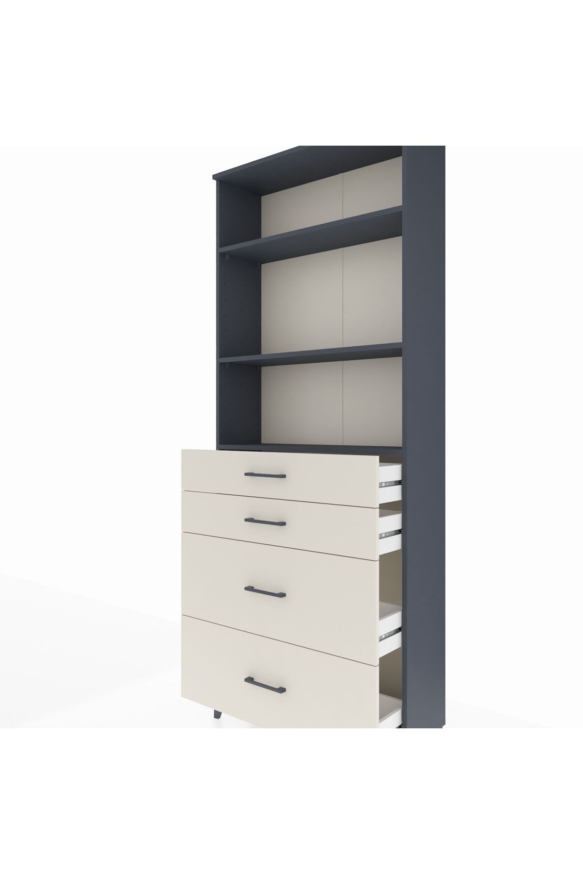 Arges Dolap 3 Raflı 4 Çekmeceli 88x30x221 - S30M141V4A