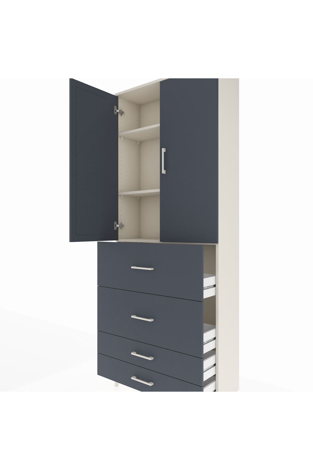 Arges Dolap 3 Raflı 4 Çekmeceli 2 Kapaklı 88x30x221 - S30M142V2A