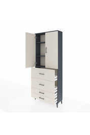 Arges Dolap 3 Raflı 4 Çekmeceli 2 Kapaklı 88x30x221 - S30M142V4A