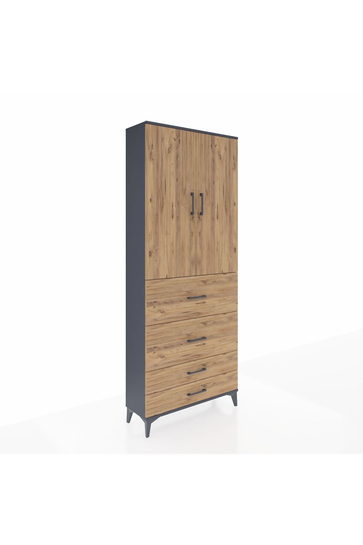 Arges Dolap 3 Raflı 4 Çekmeceli 2 Kapaklı 88x30x221 - S30M142V6A