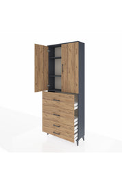 Arges Dolap 3 Raflı 4 Çekmeceli 2 Kapaklı 88x30x221 - S30M142V6A