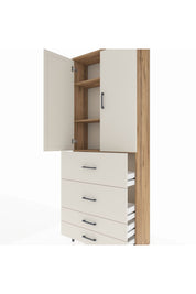 Arges Dolap 3 Raflı 4 Çekmeceli 2 Kapaklı 88x30x221 - S30M142V7A