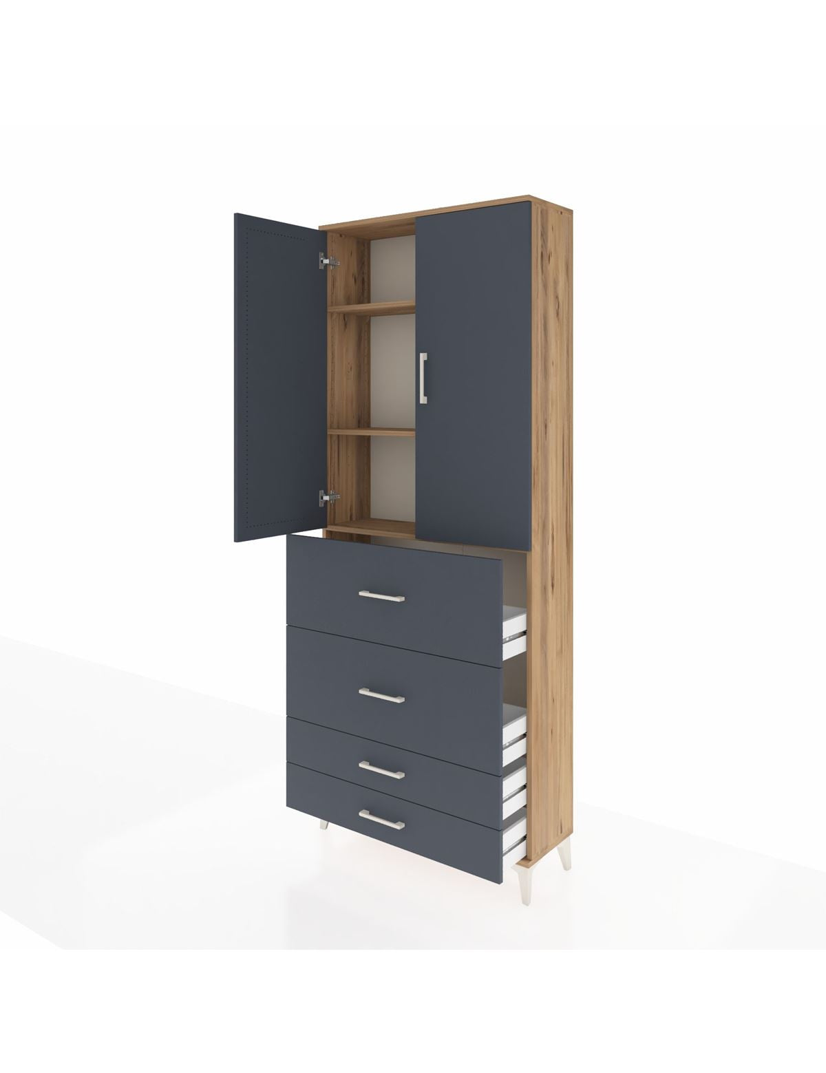 Arges Dolap 3 Raflı 4 Çekmeceli 2 Kapaklı 88x30x221 - S30M142V8A