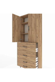 Arges Dolap 3 Raflı 4 Çekmeceli 2 Kapaklı 88x30x221 - S30M142V9A