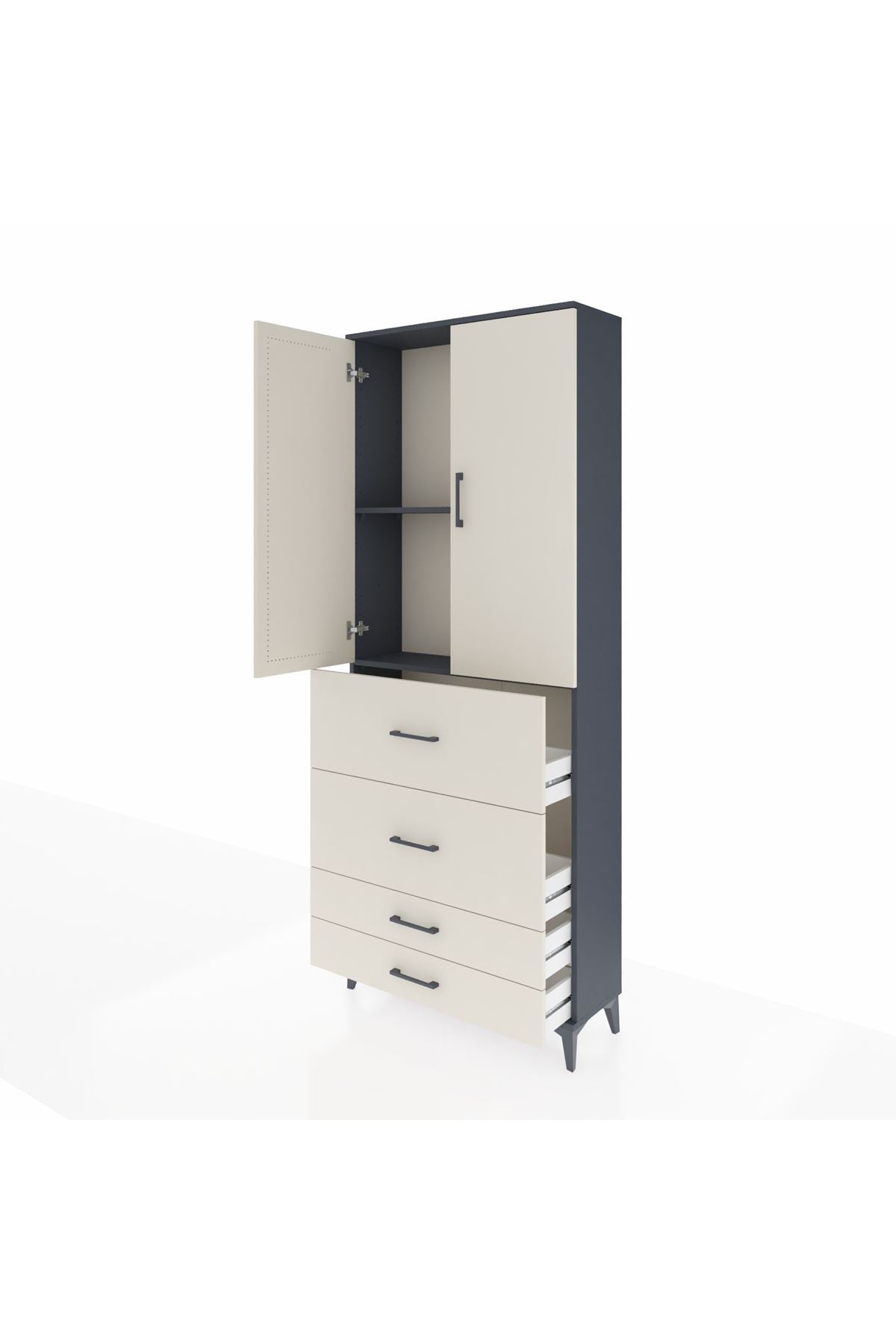 Arges Dolap 2 Raflı 4 Çekmeceli 2 Kapaklı 88x30x221 - S30M143V4A