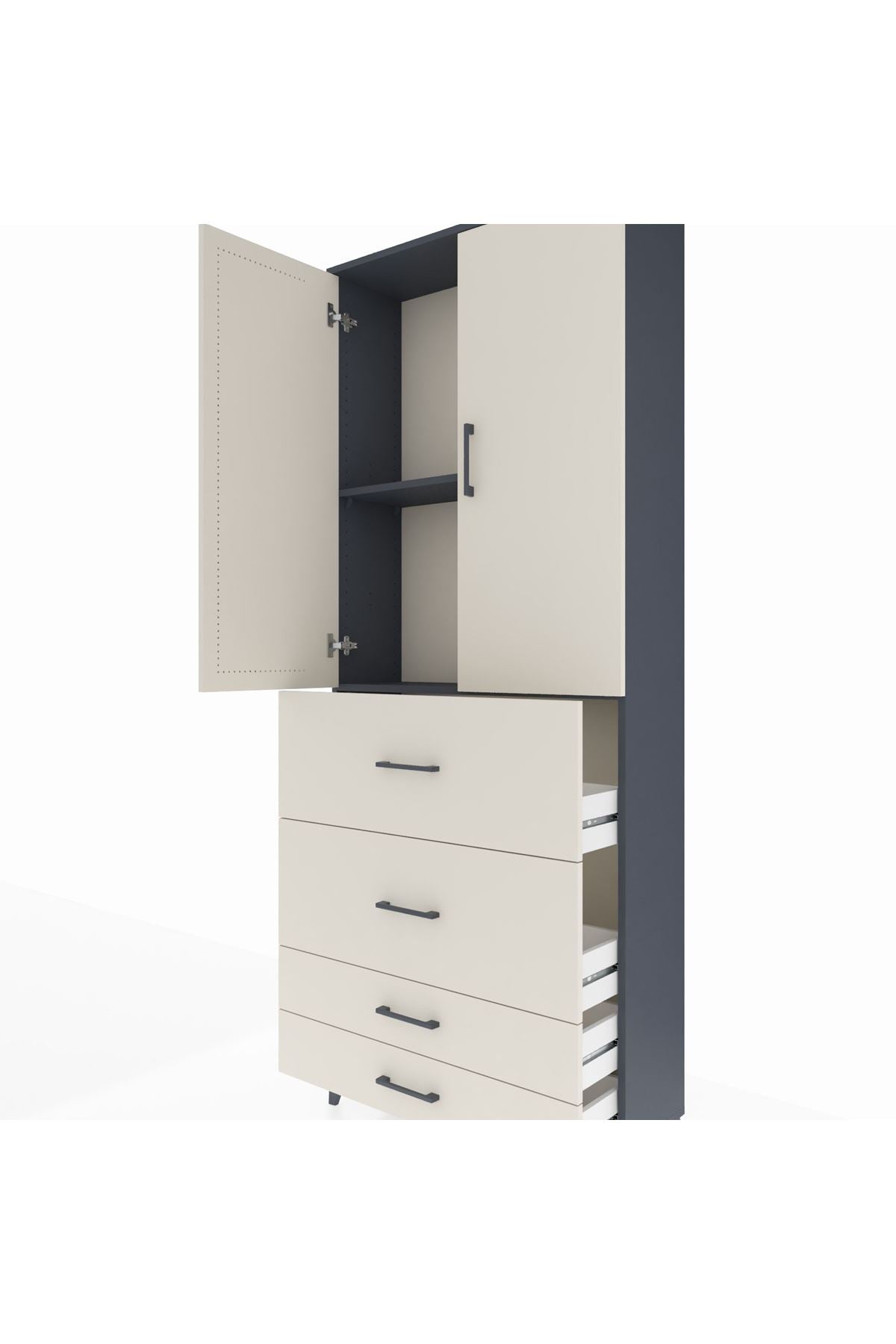 Arges Dolap 2 Raflı 4 Çekmeceli 2 Kapaklı 88x30x221 - S30M143V4A