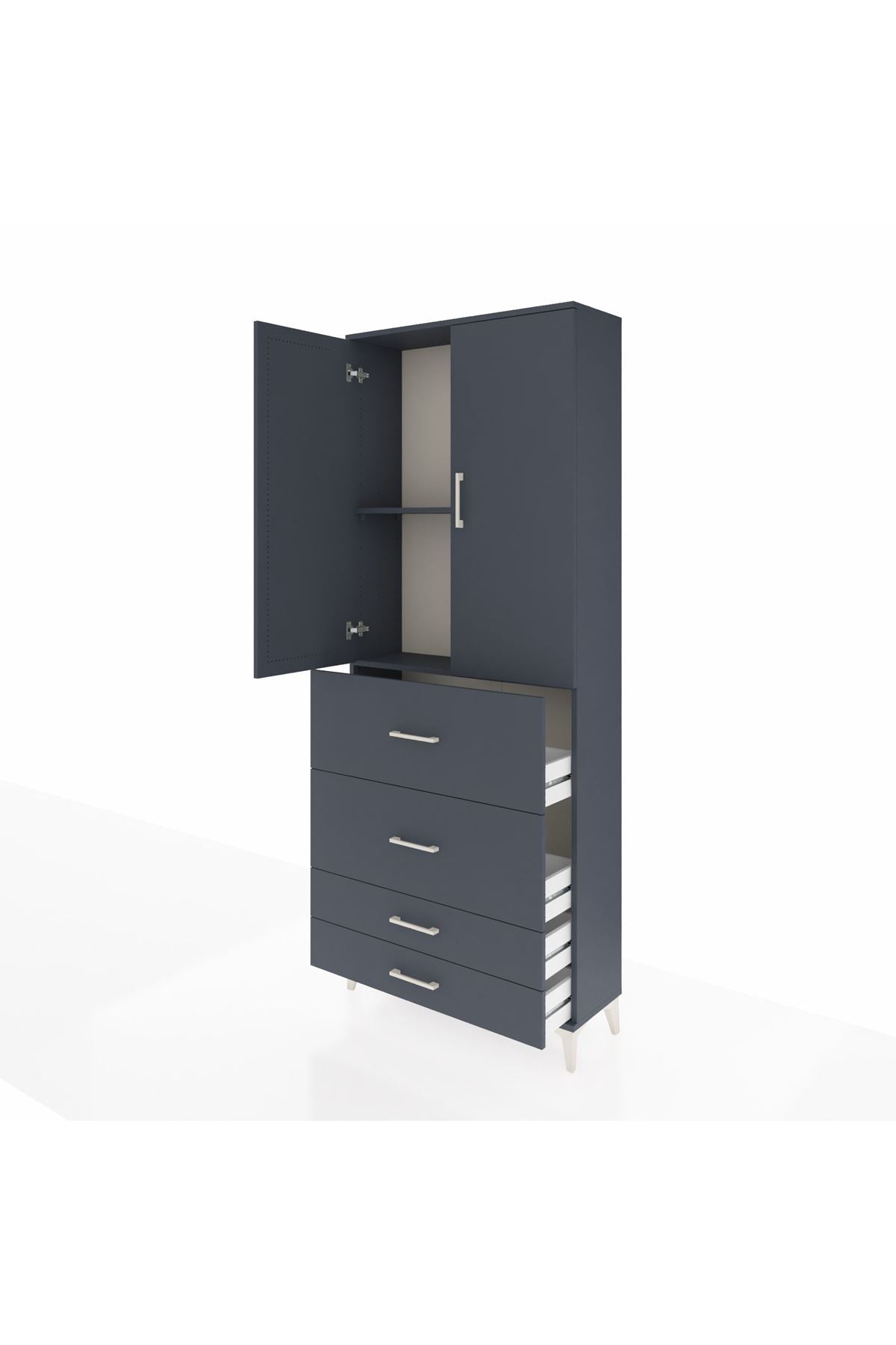 Arges Dolap 2 Raflı 4 Çekmeceli 2 Kapaklı 88x30x221 - S30M143V5A