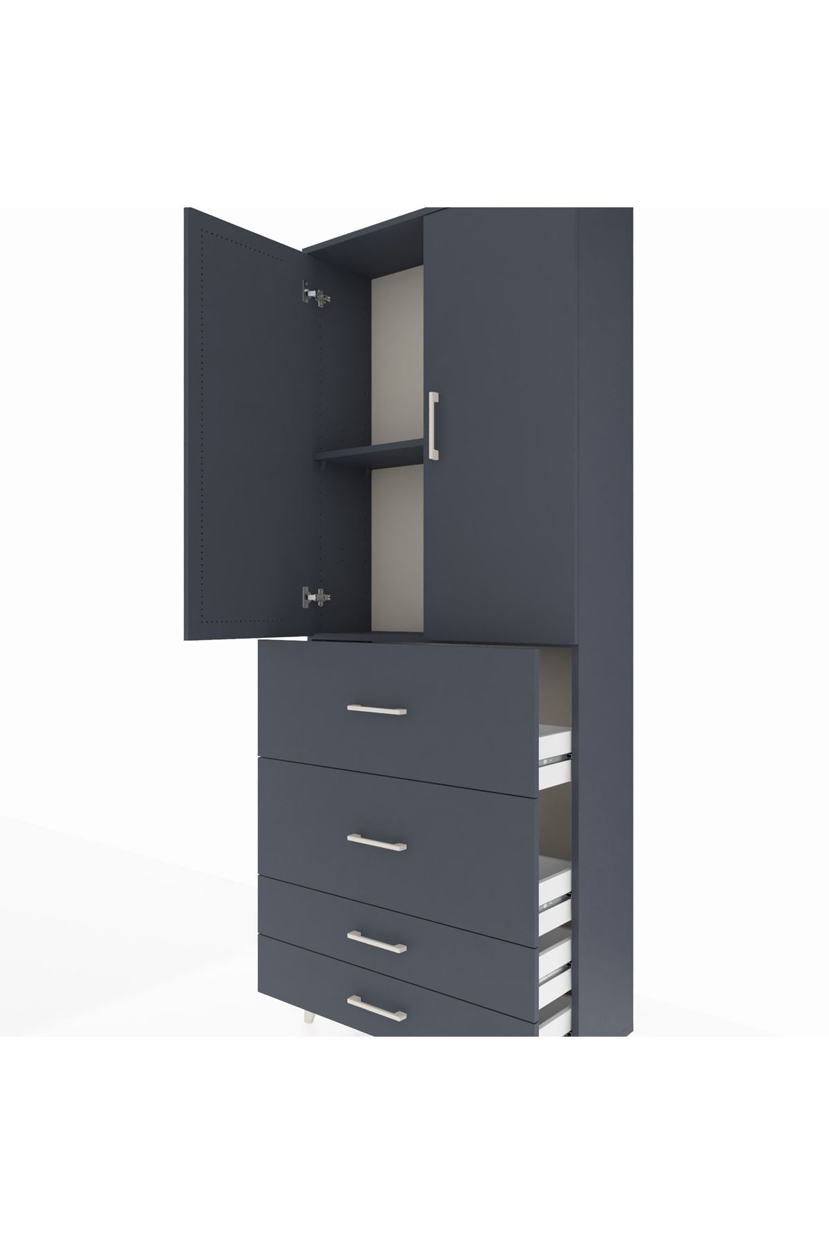 Arges Dolap 2 Raflı 4 Çekmeceli 2 Kapaklı 88x30x221 - S30M143V5A