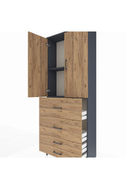 Arges Dolap 2 Raflı 4 Çekmeceli 2 Kapaklı 88x30x221 - S30M143V6A