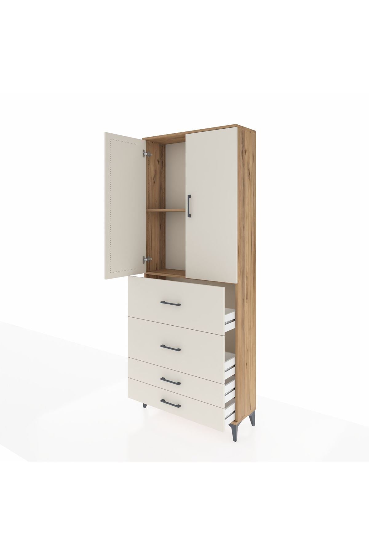 Arges Dolap 2 Raflı 4 Çekmeceli 2 Kapaklı 88x30x221 - S30M143V7A