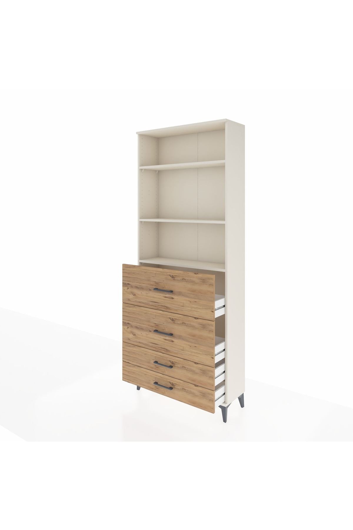 Arges Dolap 3 Raflı 4 Çekmeceli 88x30x221 - S30M144V3A
