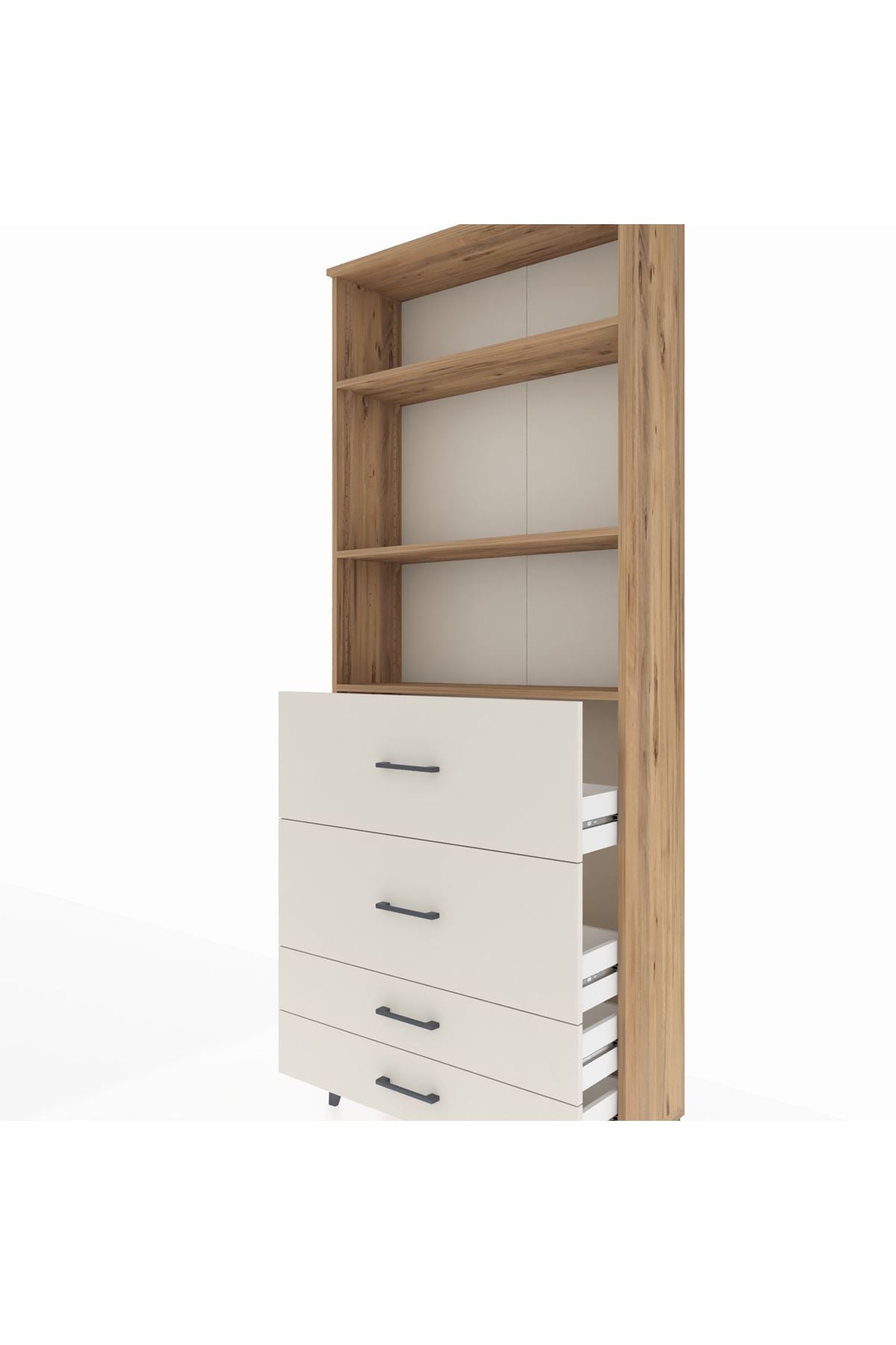 Arges Dolap 3 Raflı 4 Çekmeceli 88x30x221 - S30M144V7A