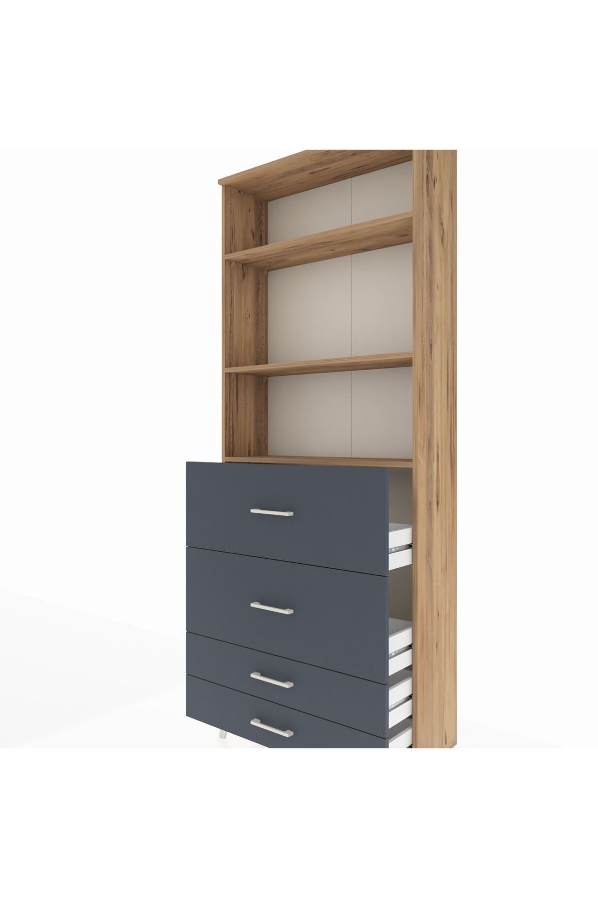 Arges Dolap 3 Raflı 4 Çekmeceli 88x30x221 - S30M144V8A