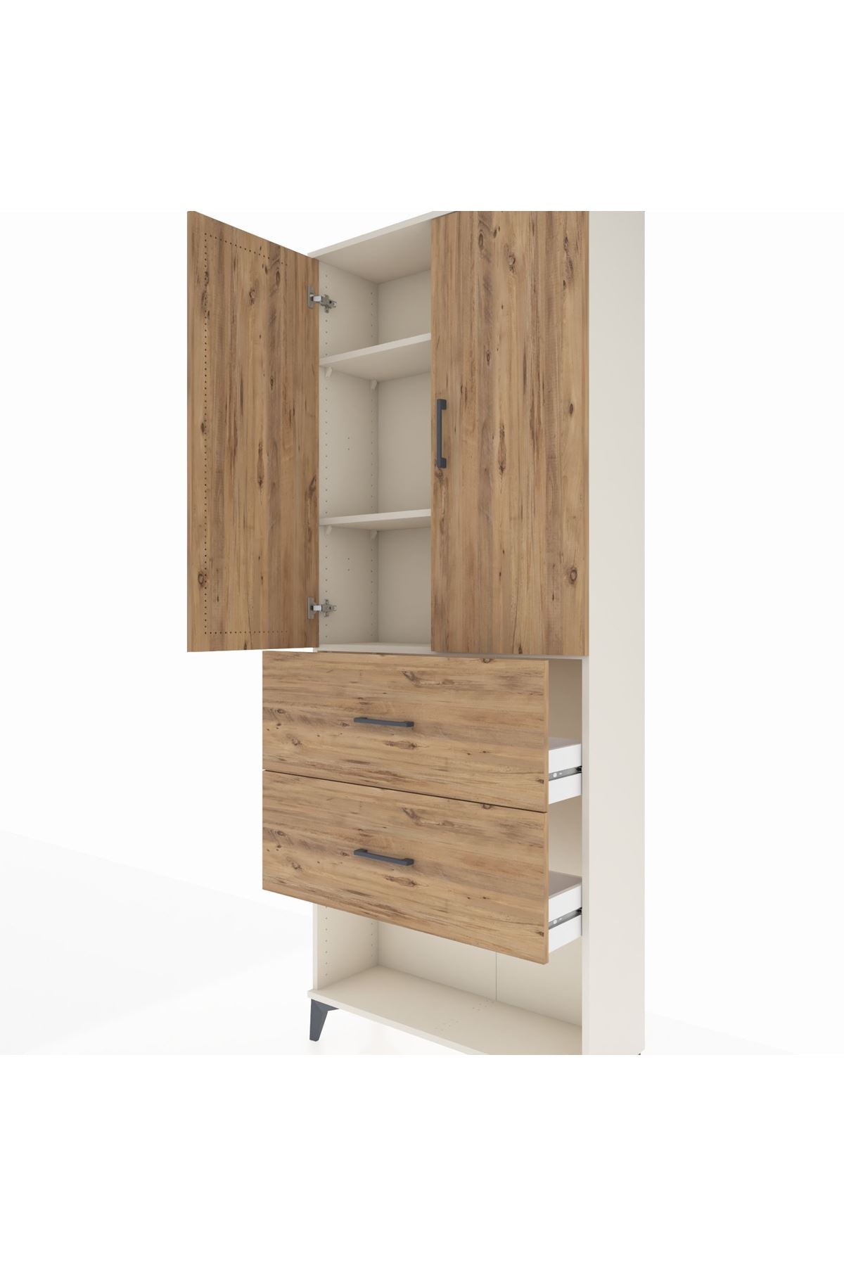 Arges Dolap 3 Raflı 2 Çekmeceli 2 Kapaklı 88x30x221 - S30M145V3A