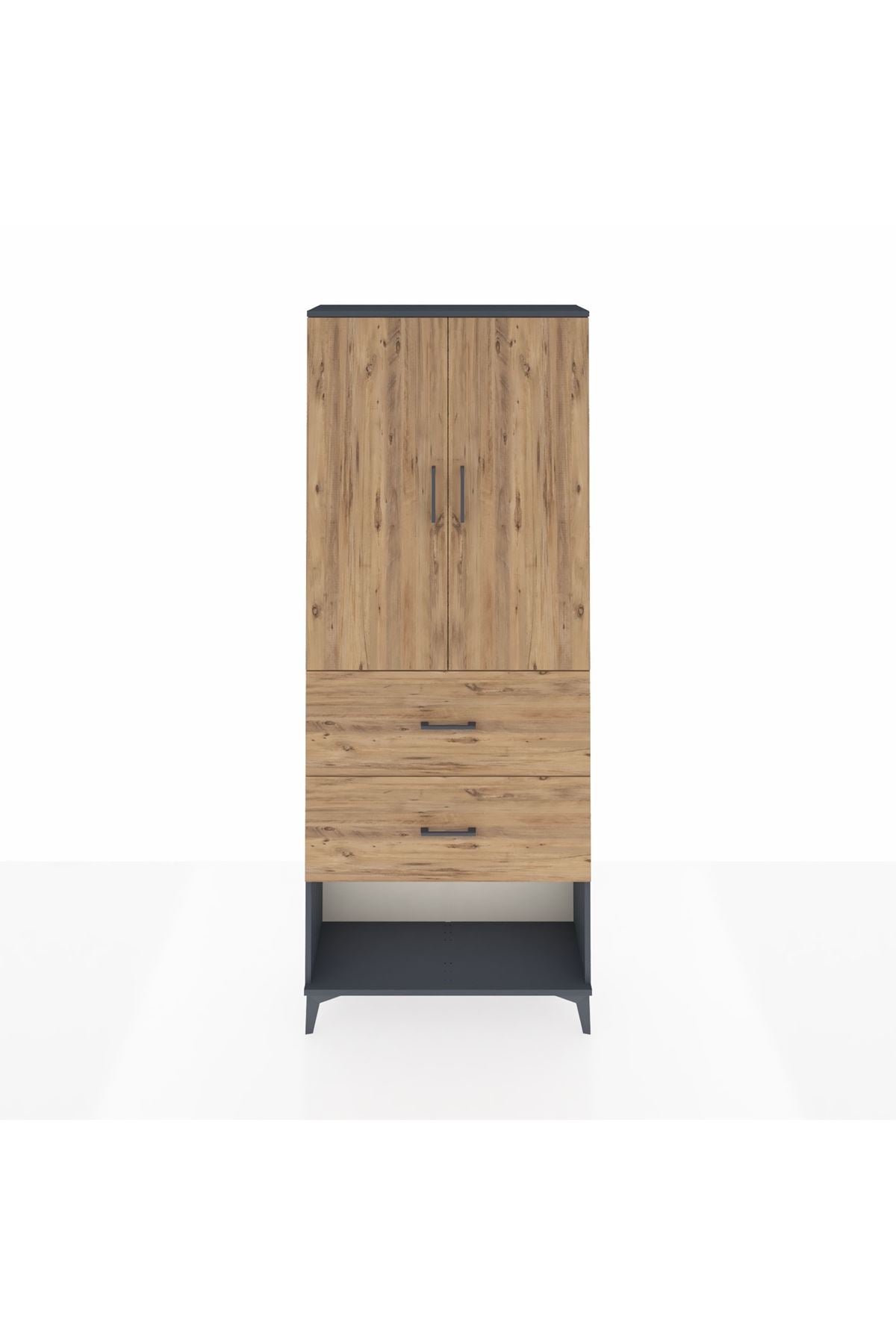 Arges Dolap 3 Raflı 2 Çekmeceli 2 Kapaklı 88x30x221 - S30M145V6A