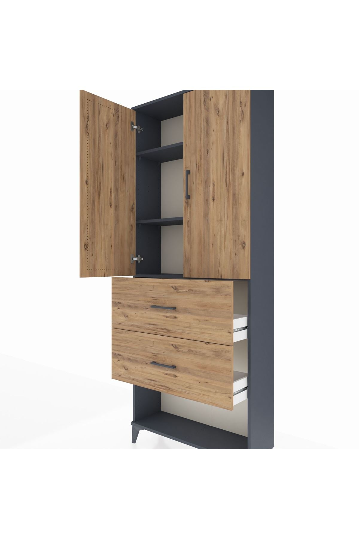 Arges Dolap 3 Raflı 2 Çekmeceli 2 Kapaklı 88x30x221 - S30M145V6A