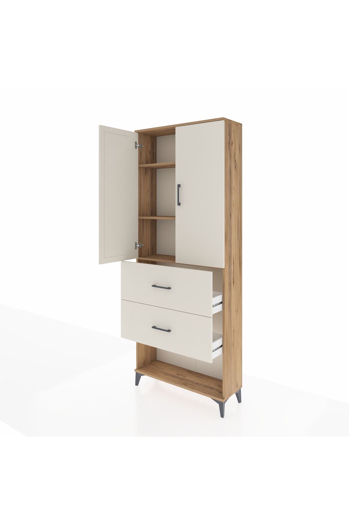 Arges Dolap 3 Raflı 2 Çekmeceli 2 Kapaklı 88x30x221 - S30M145V7A