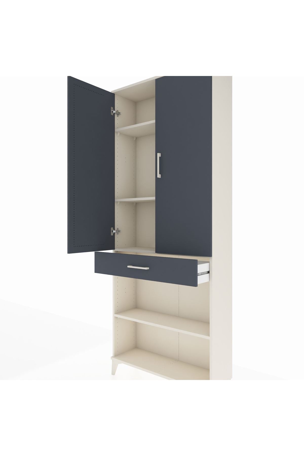 Arges Dolap 4 Raflı Tek Çekmeceli 2 Kapaklı 88x30x221 - S30M150V2A