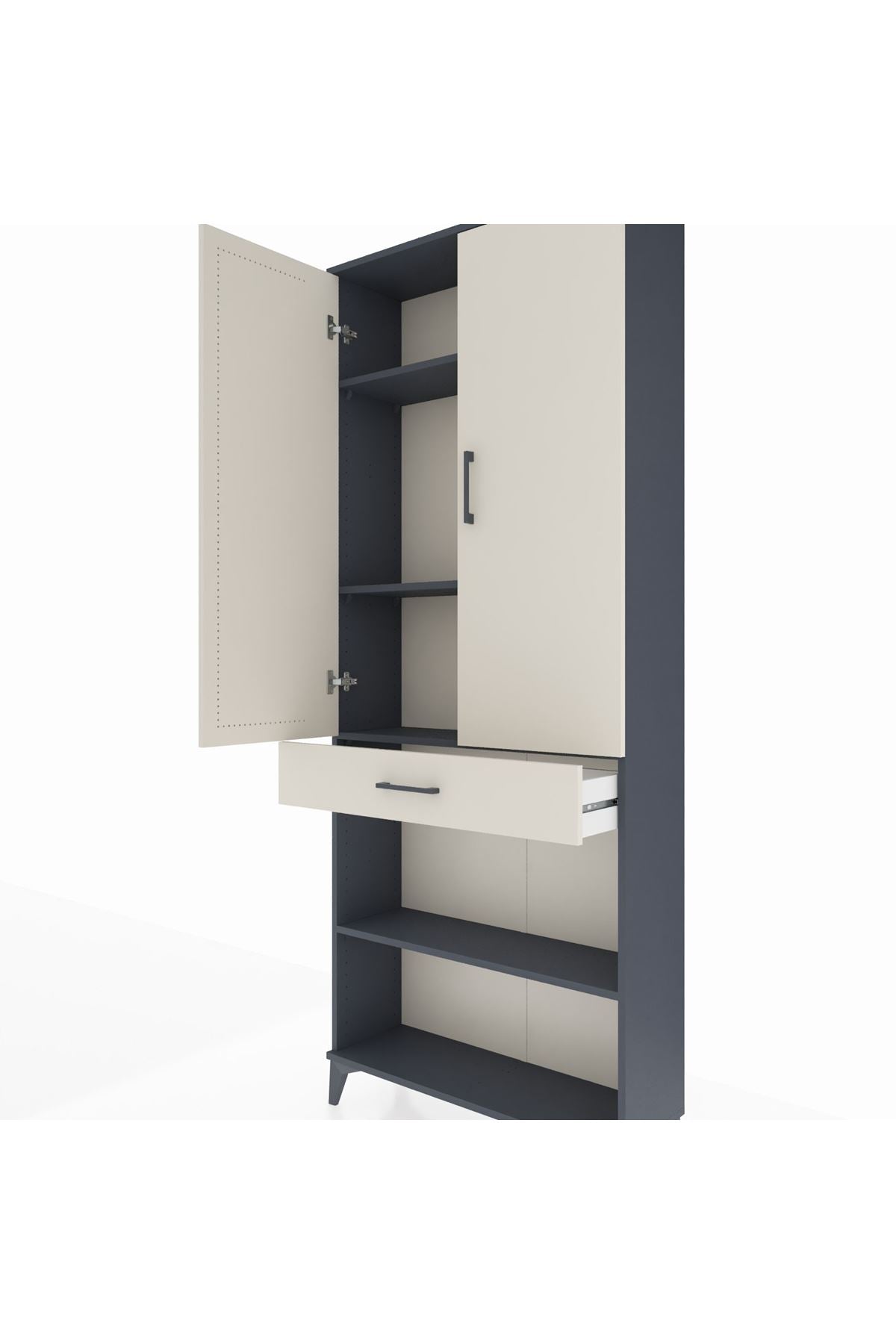 Arges Dolap 4 Raflı Tek Çekmeceli 2 Kapaklı 88x30x221 - S30M150V4A