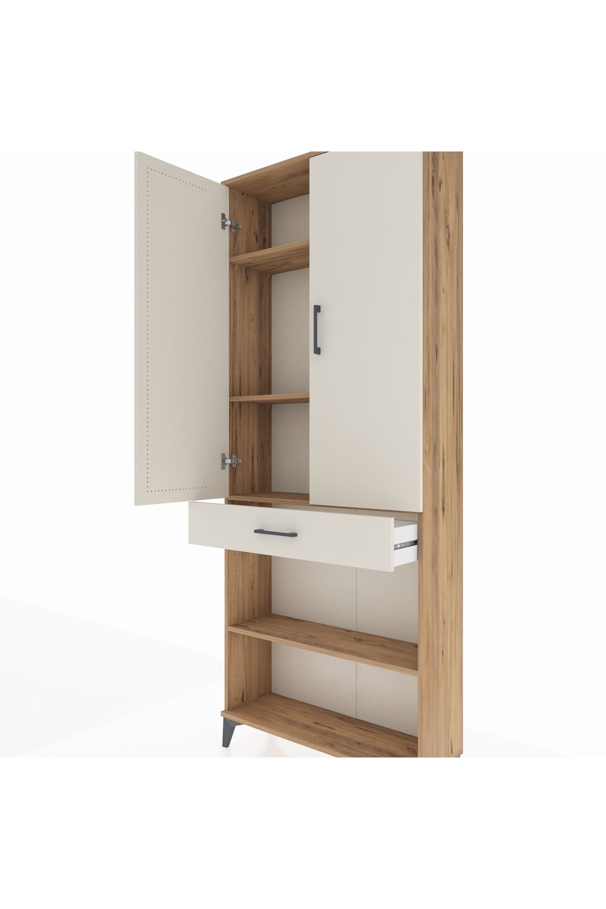 Arges Dolap 4 Raflı Tek Çekmeceli 2 Kapaklı 88x30x221 - S30M150V7A