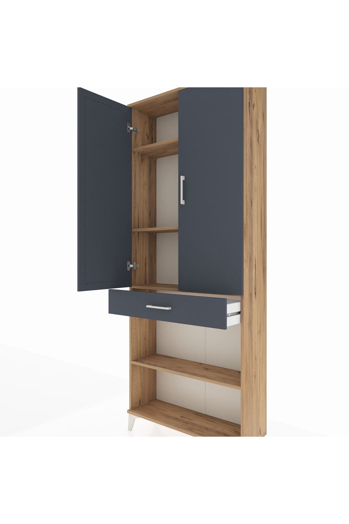 Arges Dolap 4 Raflı Tek Çekmeceli 2 Kapaklı 88x30x221 - S30M150V8A