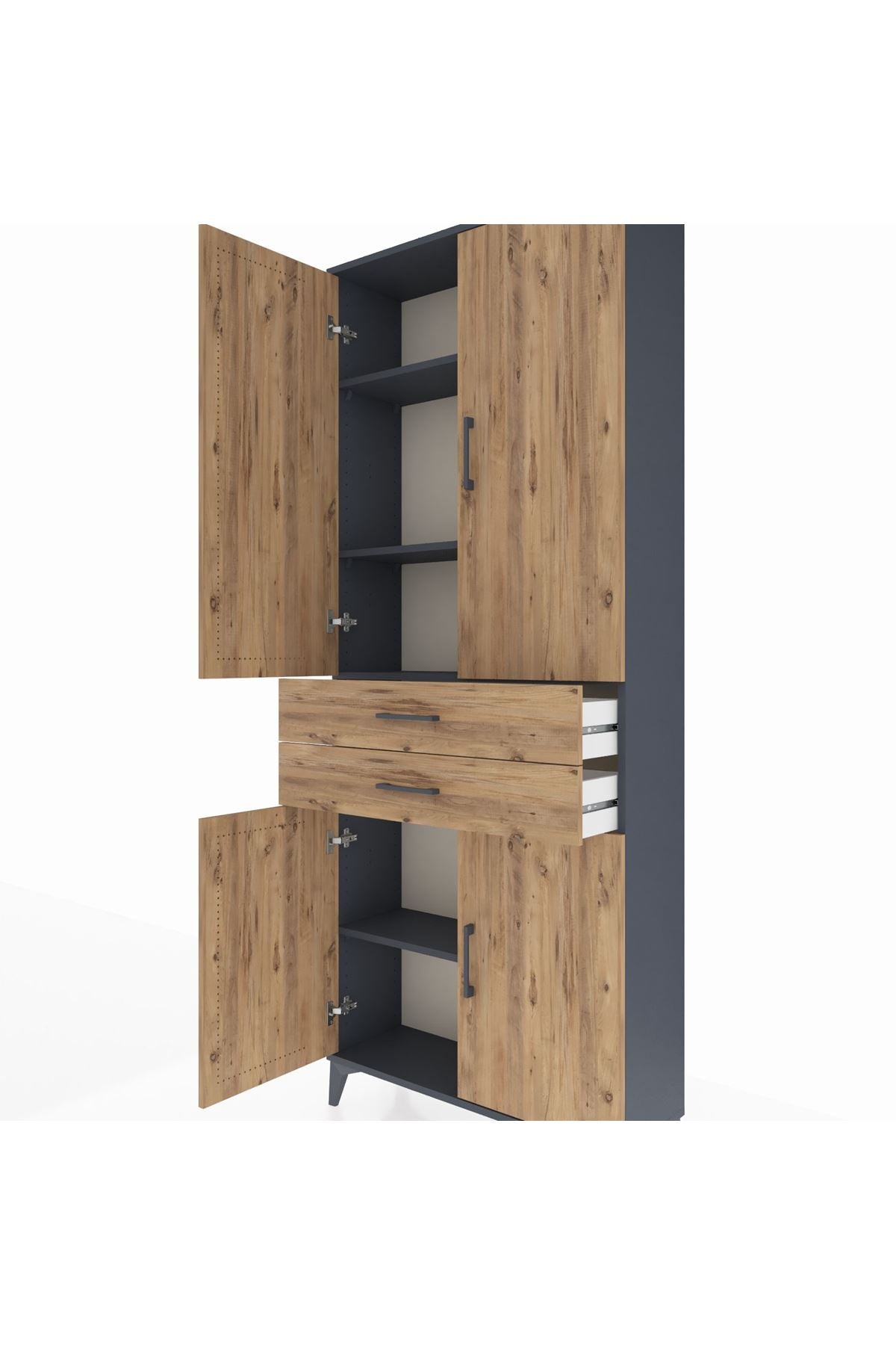 Arges Dolap 4 Raflı 2 Çekmeceli 4 Kapaklı 88x30x221 - S30M151V6A