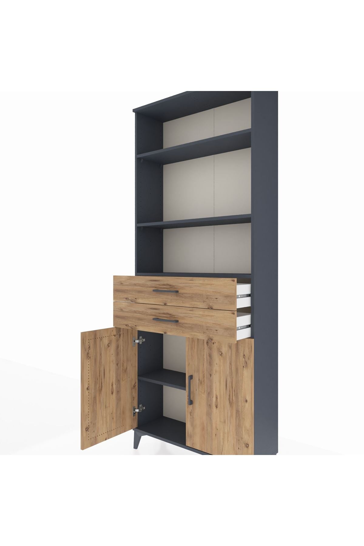 Arges Dolap 4 Raflı 2 Çekmeceli 2 Kapaklı 88x30x221 - S30M152V6A