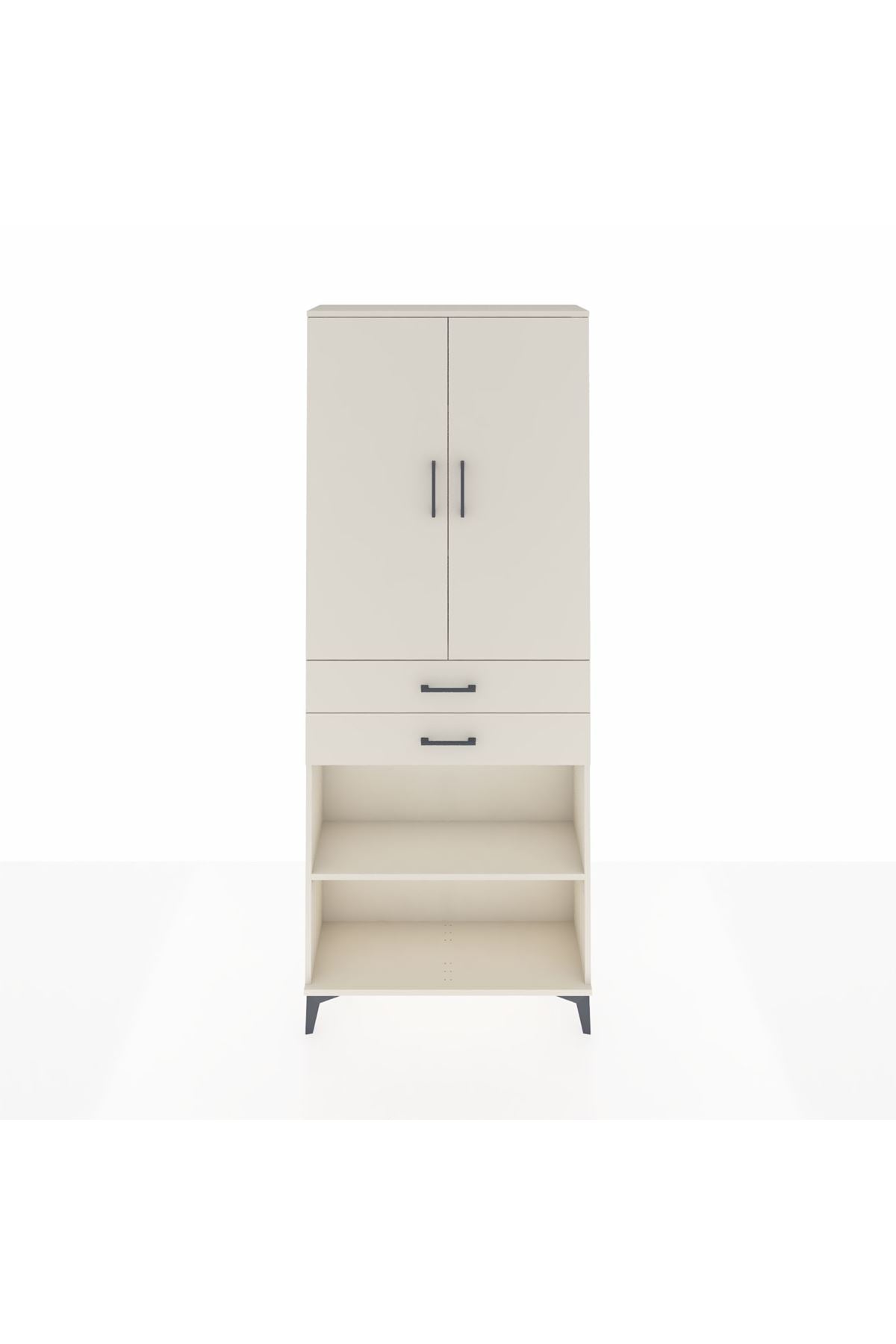 Arges Dolap 4 Raflı 2 Çekmeceli 2 Kapaklı 88x30x221 - S30M153V1A