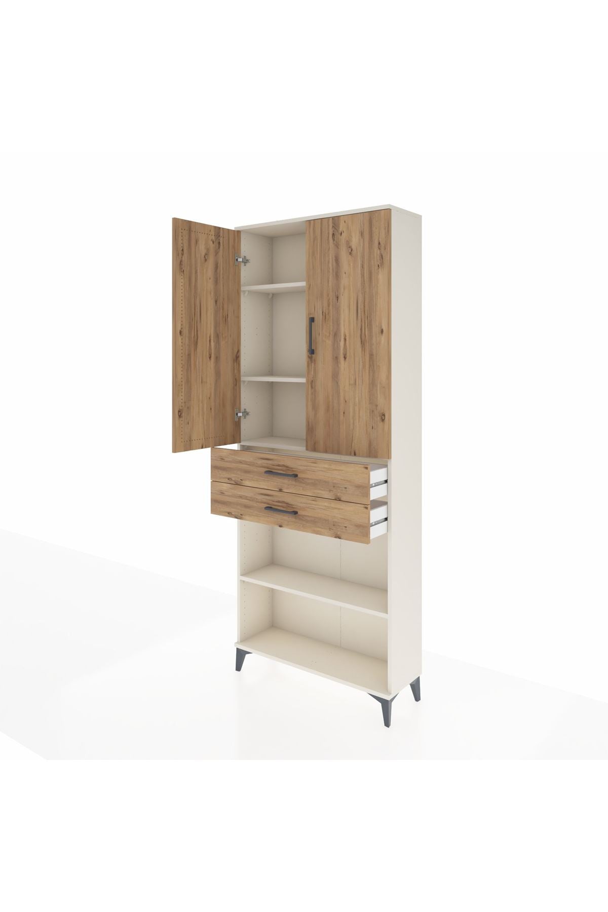 Arges Dolap 4 Raflı 2 Çekmeceli 2 Kapaklı 88x30x221 - S30M153V3A