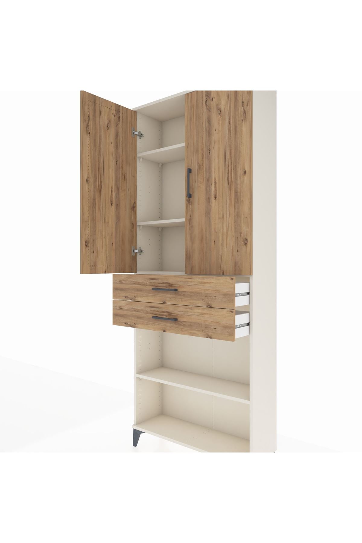 Arges Dolap 4 Raflı 2 Çekmeceli 2 Kapaklı 88x30x221 - S30M153V3A