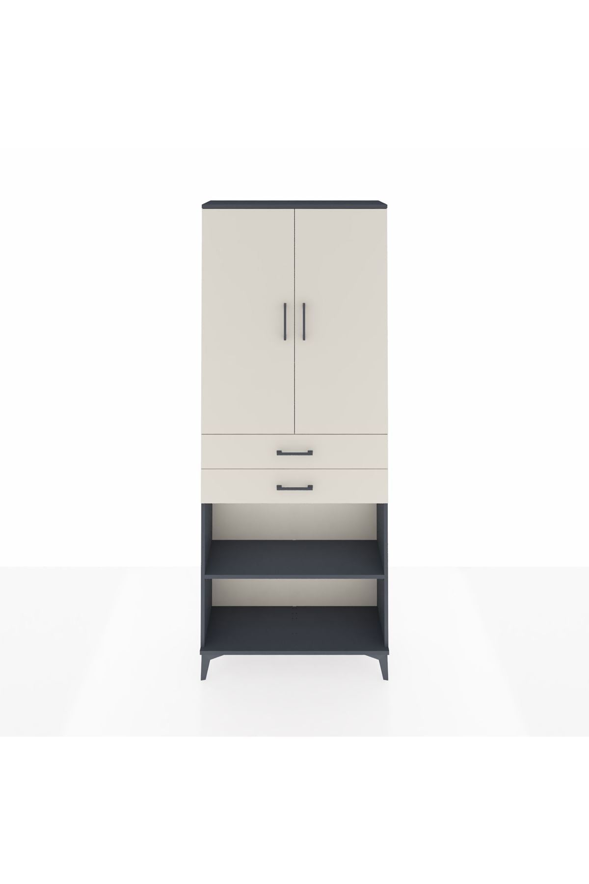 Arges Dolap 4 Raflı 2 Çekmeceli 2 Kapaklı 88x30x221 - S30M153V4A