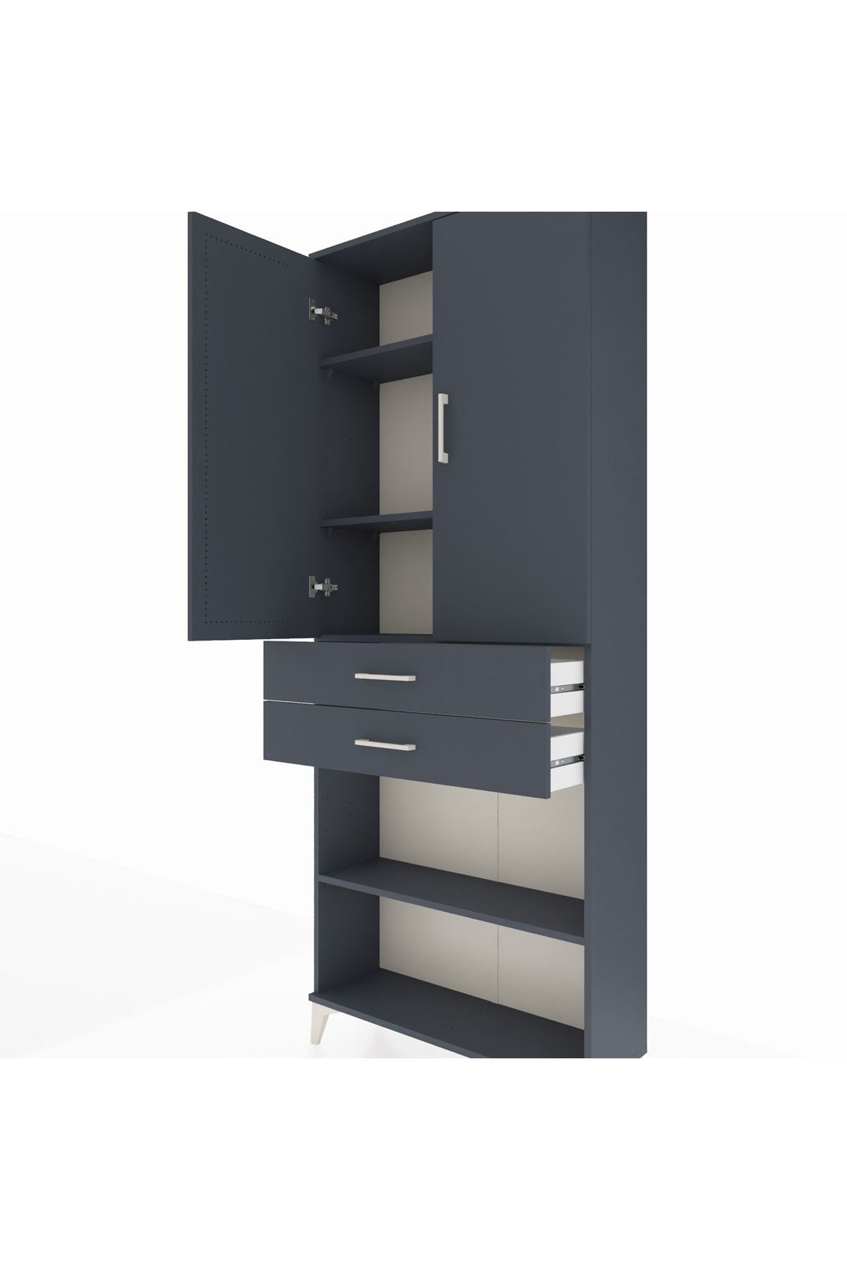 Arges Dolap 4 Raflı 2 Çekmeceli 2 Kapaklı 88x30x221 - S30M153V5A