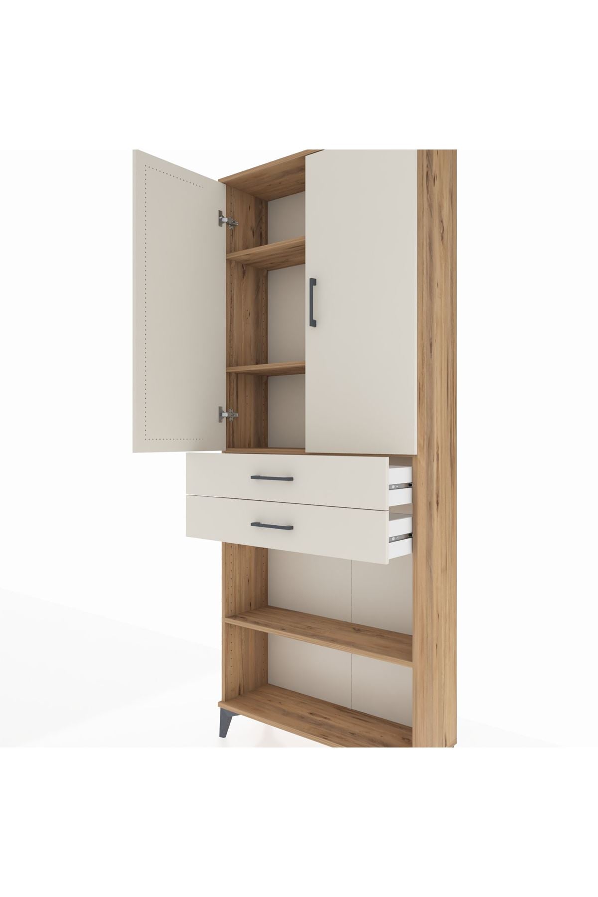 Arges Dolap 4 Raflı 2 Çekmeceli 2 Kapaklı 88x30x221 - S30M153V7A