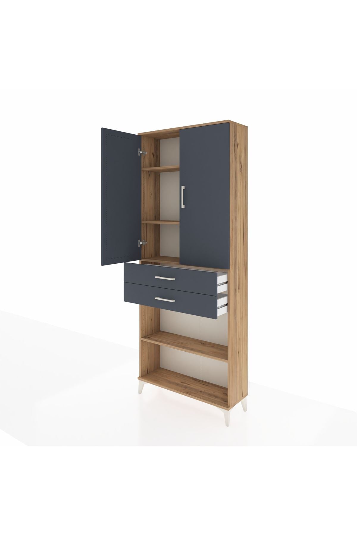 Arges Dolap 4 Raflı 2 Çekmeceli 2 Kapaklı 88x30x221 - S30M153V8A