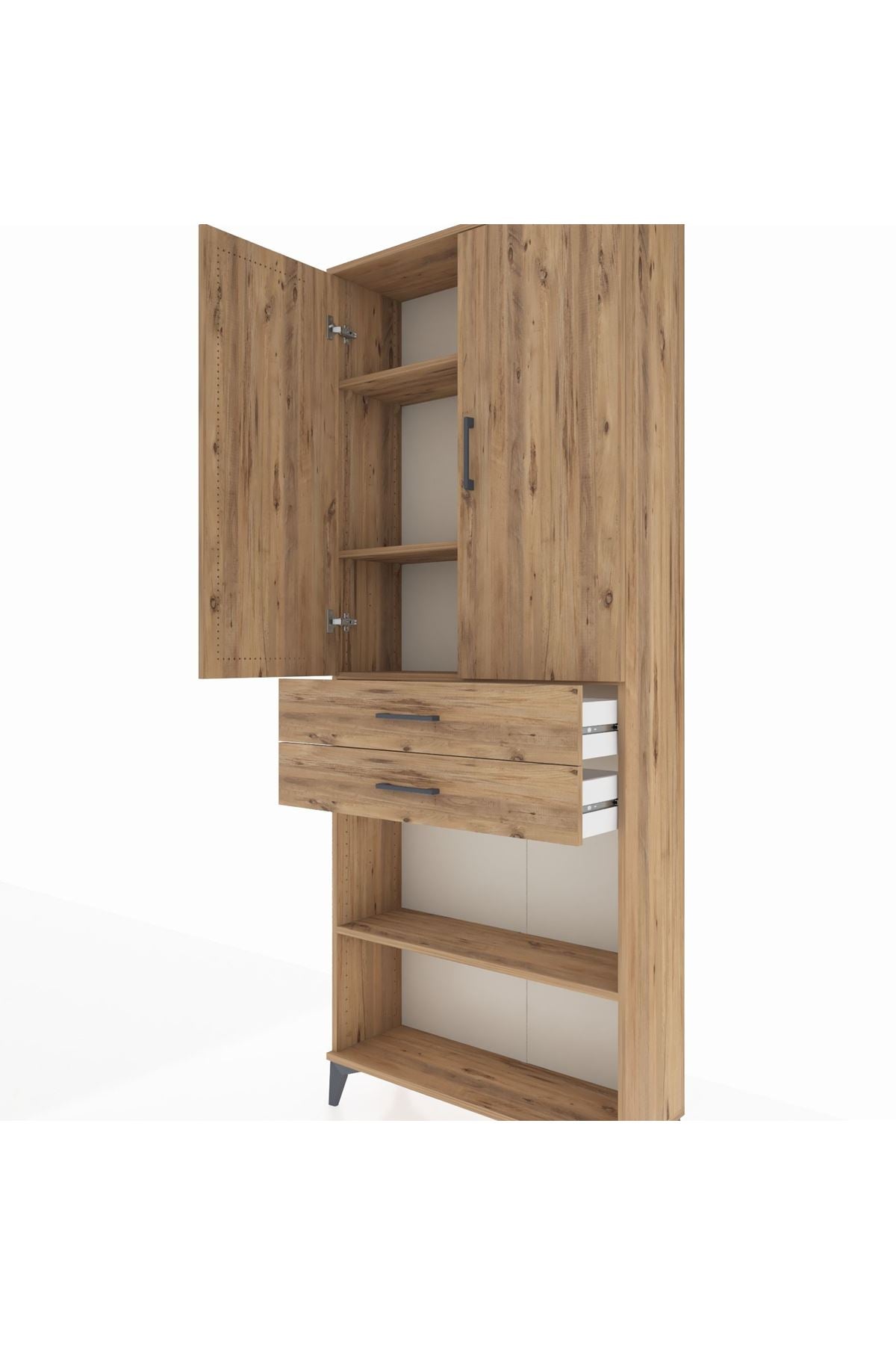 Arges Dolap 4 Raflı 2 Çekmeceli 2 Kapaklı 88x30x221 - S30M153V9A