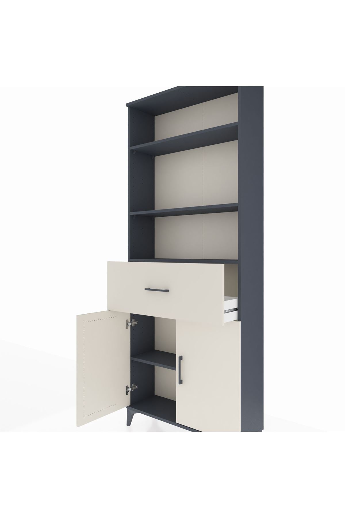 Arges Dolap 4 Raflı Tek Çekmeceli 2 Kapaklı 88x30x221 - S30M155V4A