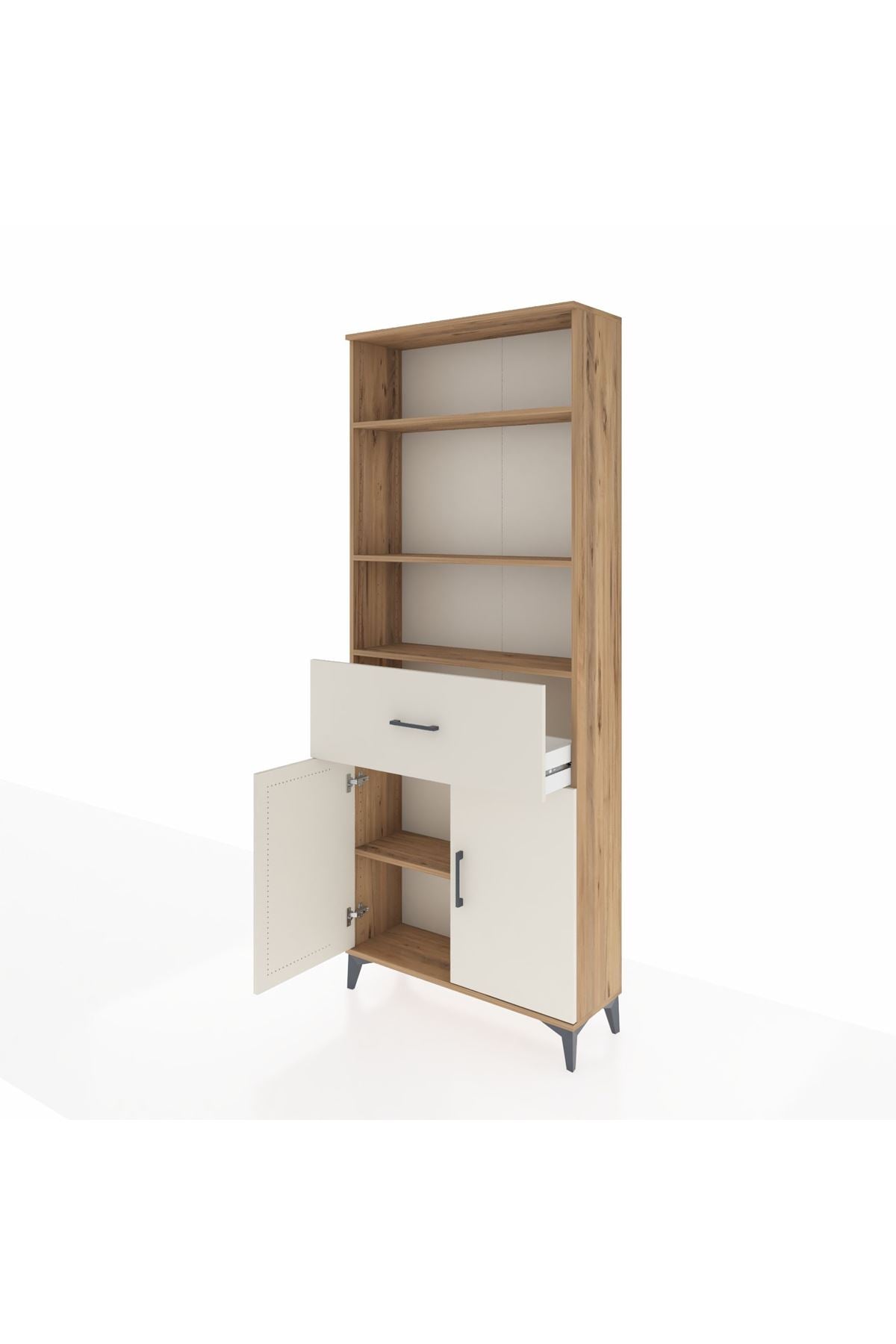 Arges Dolap 4 Raflı Tek Çekmeceli 2 Kapaklı 88x30x221 - S30M155V7A