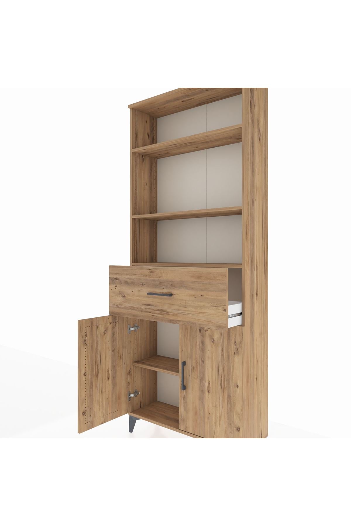Arges Dolap 4 Raflı Tek Çekmeceli 2 Kapaklı 88x30x221 - S30M155V9A
