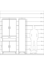 Arges Dolap 5 Raflı Tek Çekmeceli 4 Kapaklı 88x30x221 - S30M157V5A