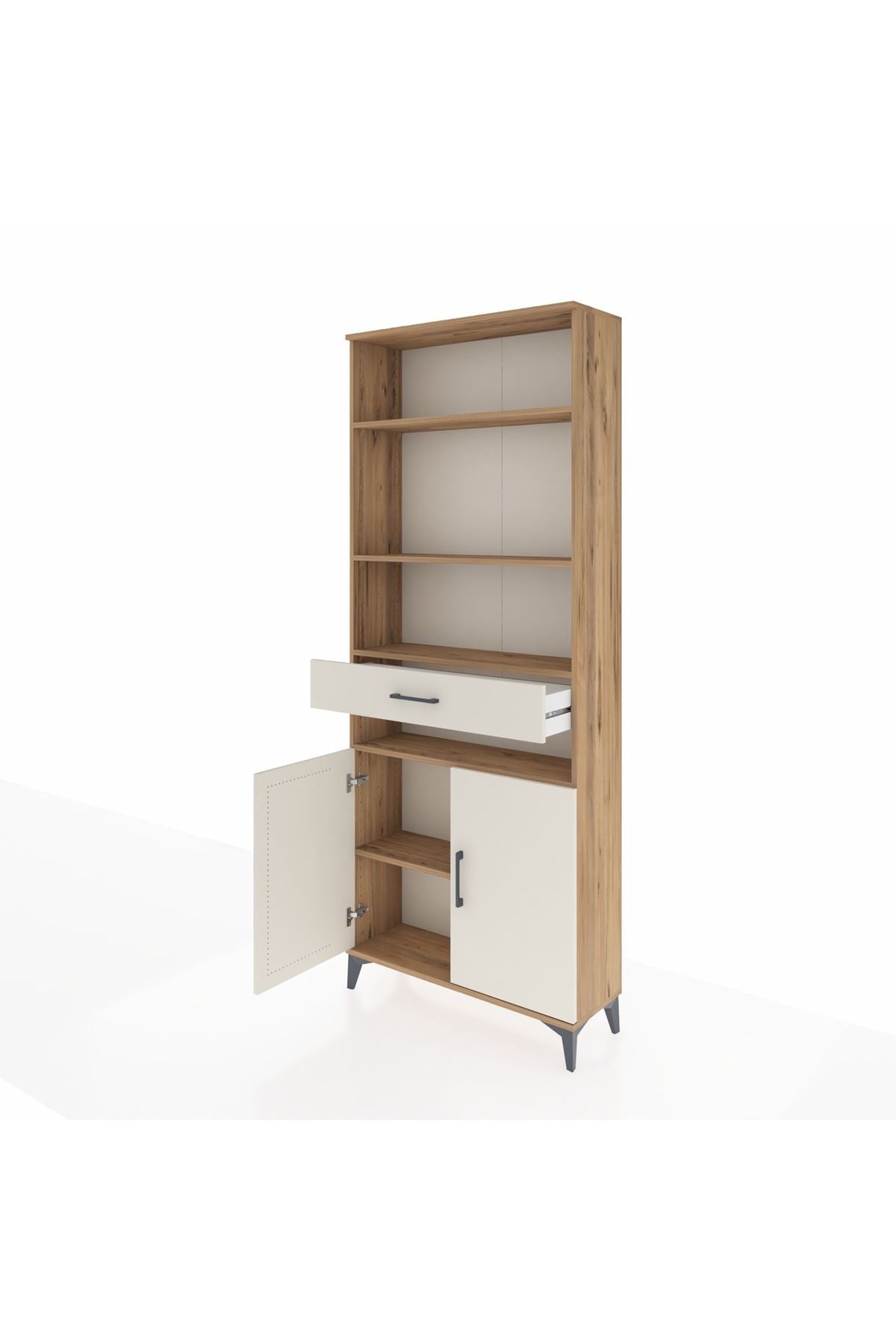 Arges Dolap 5 Raflı Tek Çekmeceli 2 Kapaklı 88x30x221 - S30M158V7A