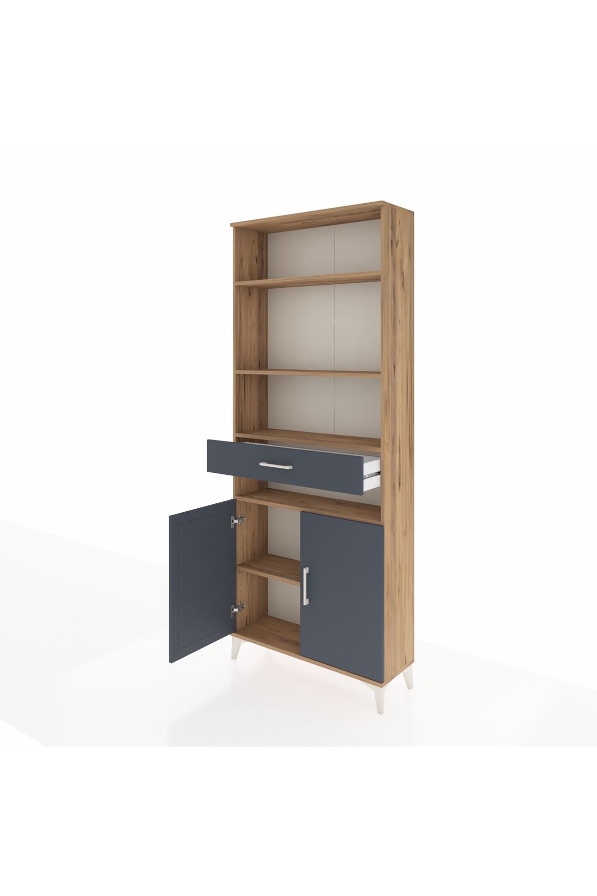 Arges Dolap 5 Raflı Tek Çekmeceli 2 Kapaklı 88x30x221 - S30M158V8A