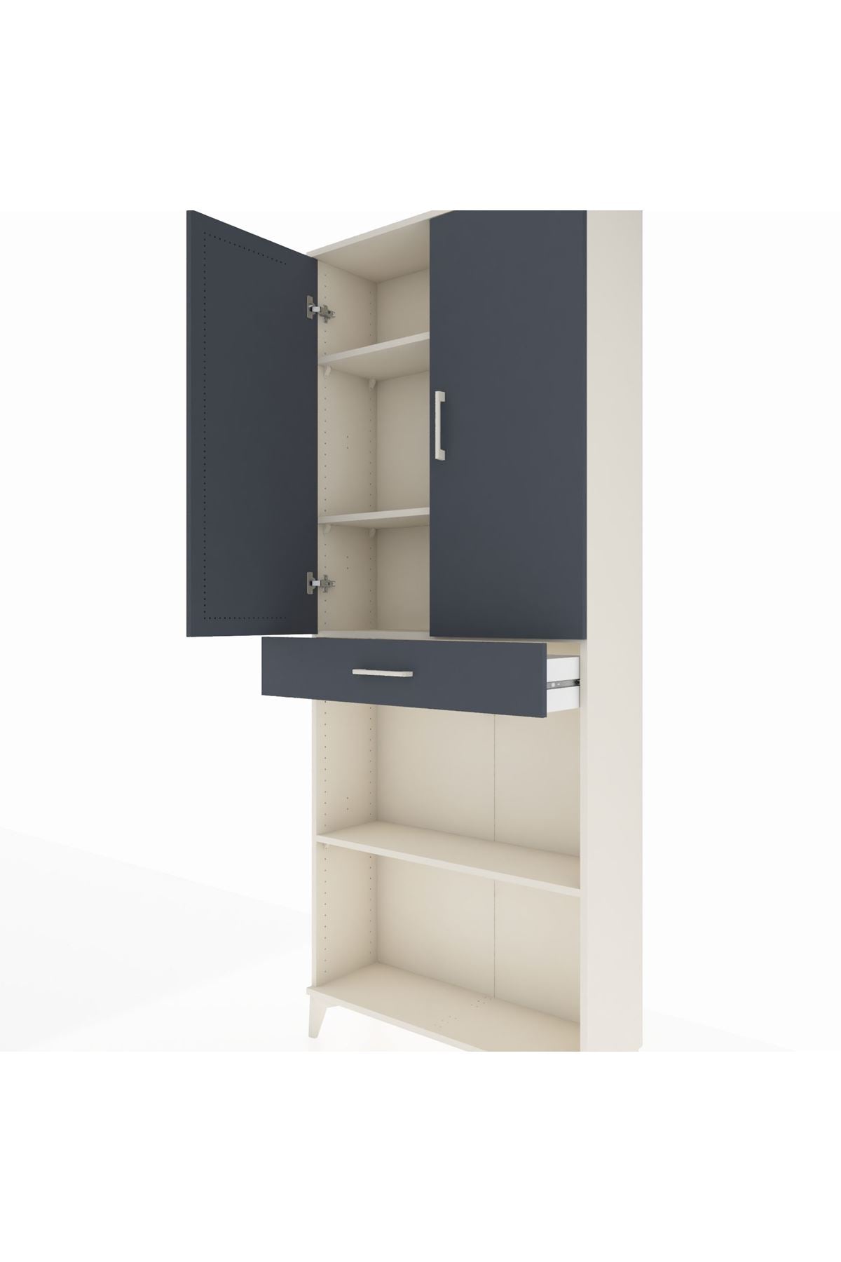 Arges Dolap 4 Raflı Tek Çekmeceli 2 Kapaklı 88x30x221 - S30M159V2A