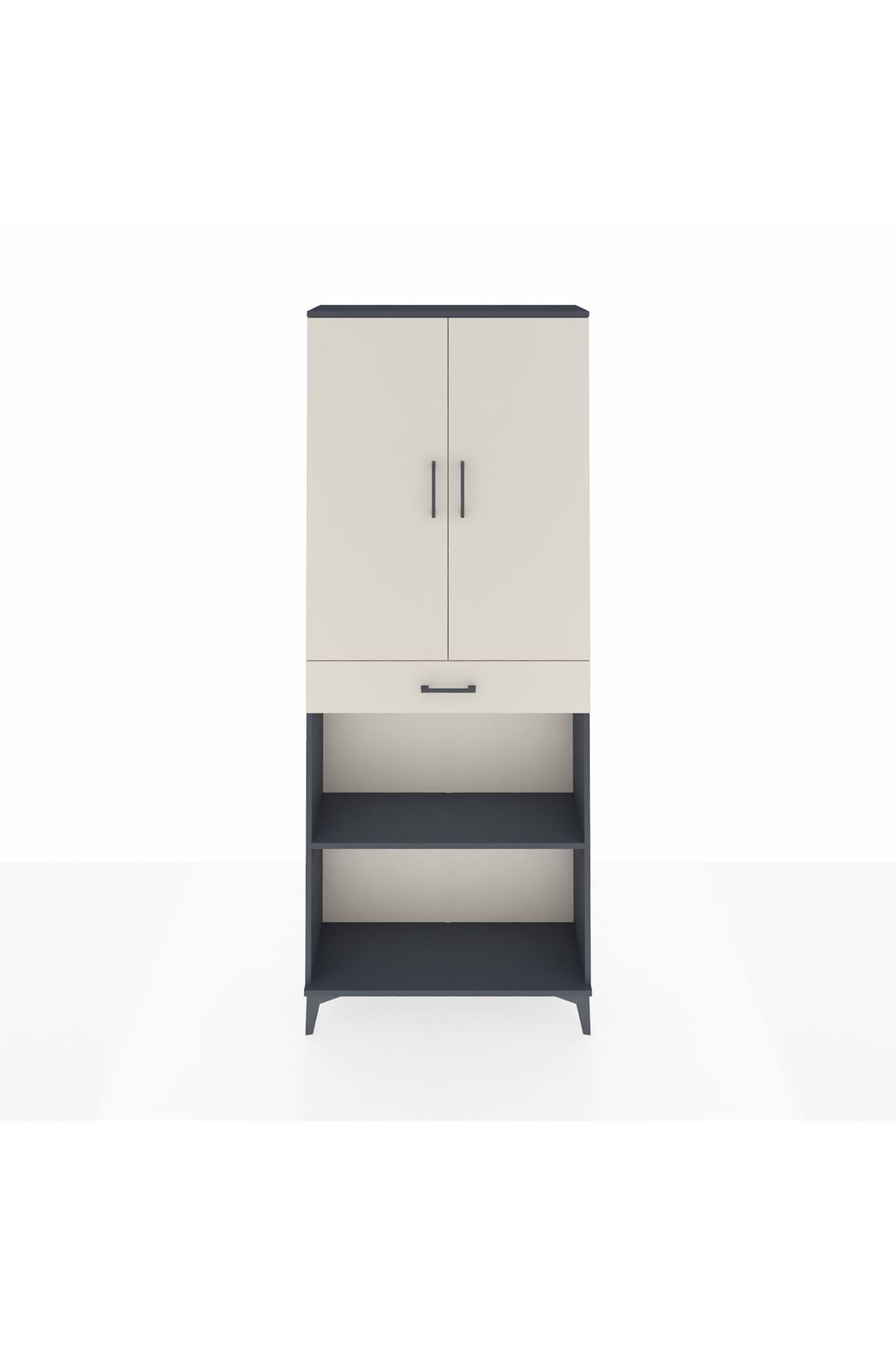 Arges Dolap 4 Raflı Tek Çekmeceli 2 Kapaklı 88x30x221 - S30M159V4A