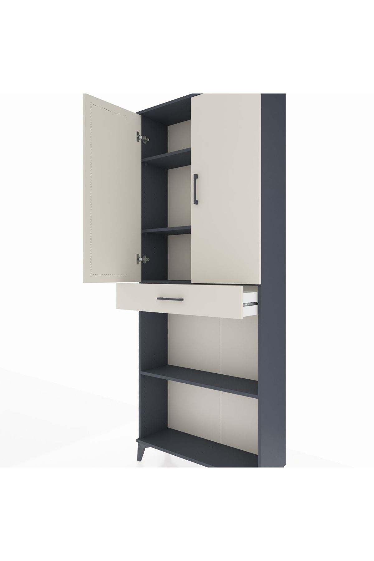 Arges Dolap 4 Raflı Tek Çekmeceli 2 Kapaklı 88x30x221 - S30M159V4A